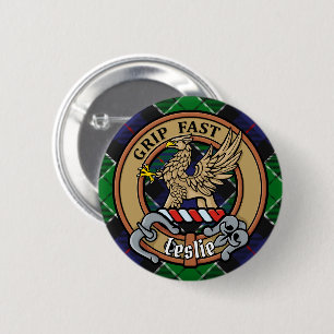 Clan Leslie Wappen über Jagd Tartan Button
