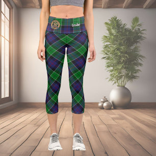 Clan Leslie Wappen über Jagd Tartan Capri Leggings