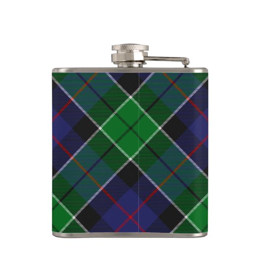 Clan Leslie Wappen über Jagd Tartan Flachmann (Rückseite)