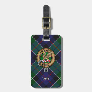 Clan Leslie Wappen über Jagd Tartan Gepäckanhänger