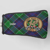 Clan Leslie Wappen über Jagd Tartan Golf Headcover (Vorderseite)
