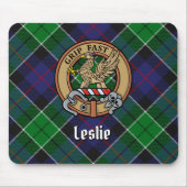 Clan Leslie Wappen über Jagd Tartan Mousepad (Vorne)