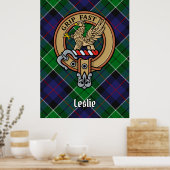 Clan Leslie Wappen über Jagd Tartan Poster (Küche)