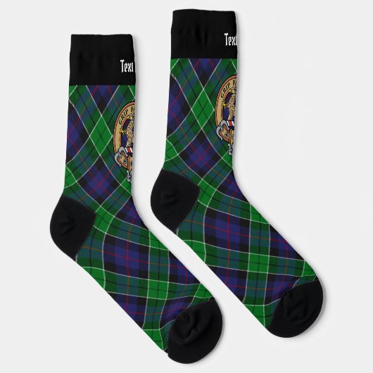Clan Leslie Wappen über Jagd Tartan Socken (Rechts)