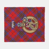 Clan Leslie Wappen über Red Tartan Fleecedecke (Vorderseite (Horizontal))