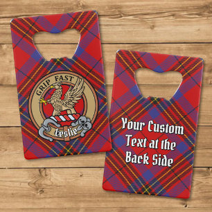 Clan Leslie Wappen über Red Tartan Geldbeutel Flaschenöffner