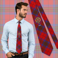 Clan Leslie Wappen über Red Tartan