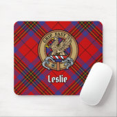 Clan Leslie Wappen über Red Tartan Mousepad (Mit Mouse)