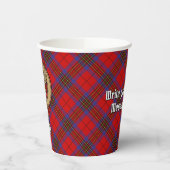 Clan Leslie Wappen über Red Tartan Pappbecher (Links)