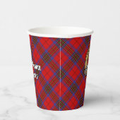 Clan Leslie Wappen über Red Tartan Pappbecher (Rechts)