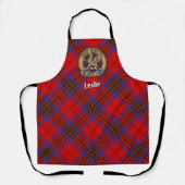 Clan Leslie Wappen über Red Tartan Schürze (Vorderseite)
