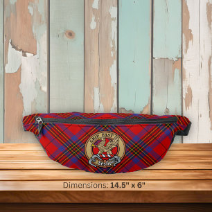Clan Leslie-Wappen über rotem Tartan Bauchtasche