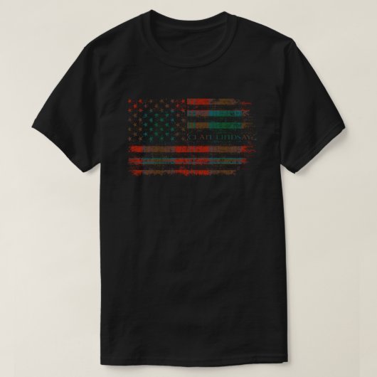 Clan Lindsay Scottish tartan, US-Flaggenkilometer, T-Shirt (Design vorne)