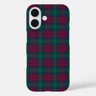 Clan Lindsay Tartan Marine und Grün Kariert iPhone 16 Hülle