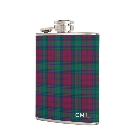 Clan Lindsay Tartan Mit Monogramm Flachmann (Links)