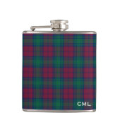 Clan Lindsay Tartan Mit Monogramm Flachmann (Vorderseite)