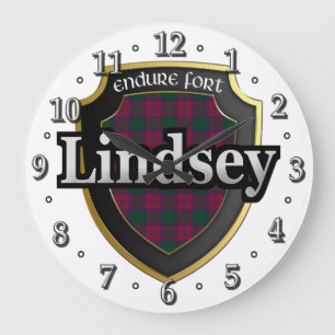 Clan Lindsey Tartan Scottish Dream Clock Große Wanduhr
