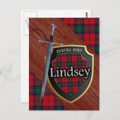 Clan Lindsey Tartan Sword & Shield Postkarte (Vorne/Hinten)