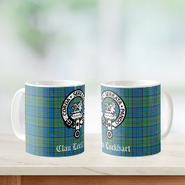 Clan Lockhart Wappen Abzeichen & Tartan Kaffeetasse