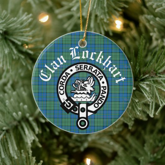 Clan Lockhart Wappen Abzeichen & Tartan Keramik Ornament (Baum)