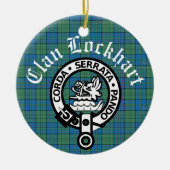 Clan Lockhart Wappen Abzeichen & Tartan Keramik Ornament (Vorne)