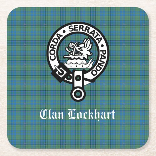 Clan Lockhart Wappen Abzeichen & Tartan Rechteckiger Pappuntersetzer (Vorderseite)