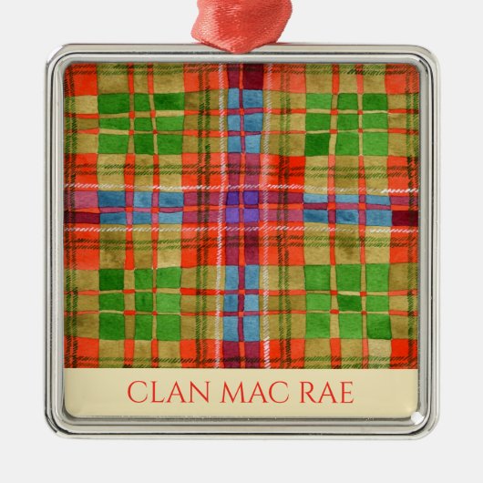 CLAN MAC RAE Premium Square Ornament Aus Metall (Vorne)