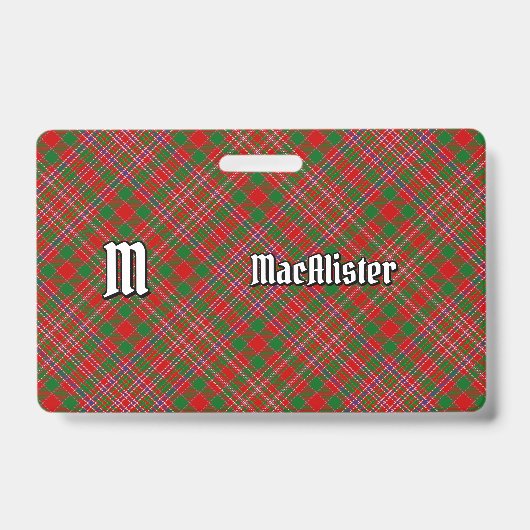 Clan MacAlister Tartan Abzeichen Ausweis (Vorderseite)