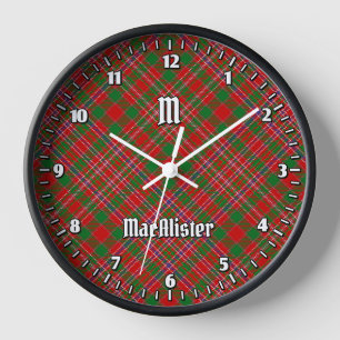 Clan MacAlister Tartan Large Clock Uhr