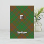 Clan MacAlister von Glenbarr Jagd Tartan Einladung (Stehend Vorderseite)