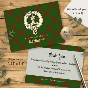 Clan MacAlister von Glenbarr Wappen über Jagd Folie Einladungspostkarte
