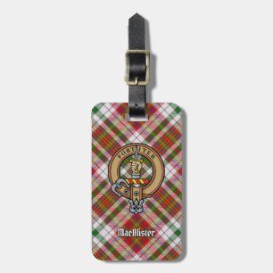Clan MacAlister Wappen über Dress Tartan Gepäckanhänger