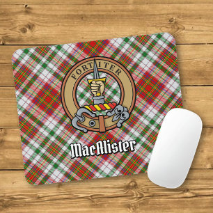 Clan MacAlister Wappen über Dress Tartan Mousepad