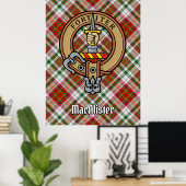 Clan MacAlister Wappen über Dress Tartan Poster (Heimbüro)