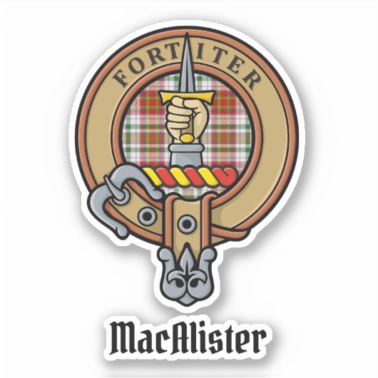 Clan MacAlister Wappen über Dress Tartan Sticker (Vorderseite)