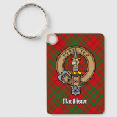Clan MacAlister Wappen über Glenbarr Tartan Schlüsselanhänger (Vorderseite)