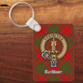 Clan MacAlister Wappen über Glenbarr Tartan Schlüsselanhänger (Vorderseite)