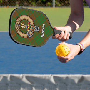 Clan MacAlister-Wappen über Hunting Glenbarr Tarta Pickleball Schläger
