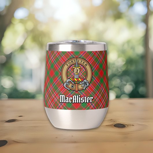 Clan MacAlister Wappen über Tartan