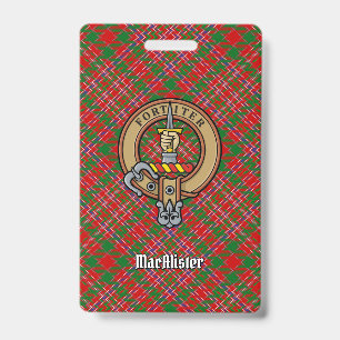 Clan MacAlister-Wappen über Tartan Ausweis
