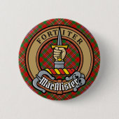 Clan MacAlister Wappen über Tartan Button (Vorderseite)