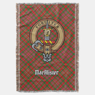 Clan MacAlister-Wappen über Tartan Decke