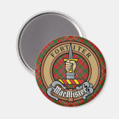 Clan MacAlister Wappen über Tartan Magnet (Vorderseite/Rückseite)