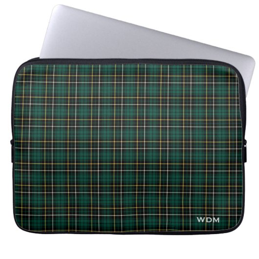 Clan MacAlpine Tartan Dark Green Kariert Mit Monog Laptopschutzhülle (Vorderseite)