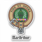 Clan MacArthur Wappen über Tartan Aufkleber (Vorderseite)