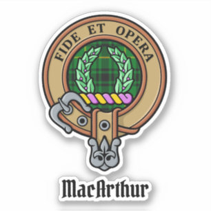 Clan MacArthur Wappen über Tartan Aufkleber
