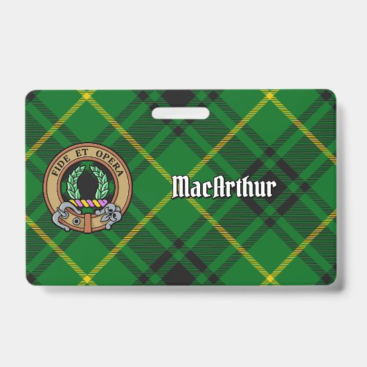 Clan MacArthur Wappen über Tartan Ausweis (Vorderseite)
