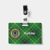 Clan MacArthur Wappen über Tartan Ausweis (Vorderseite mit Clip)