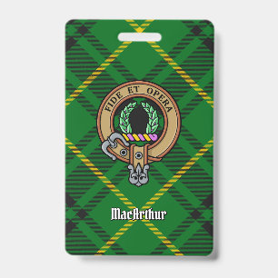 Clan MacArthur-Wappen über Tartan Ausweis