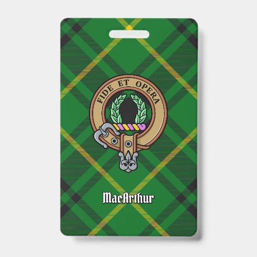 Clan MacArthur Wappen über Tartan Ausweis (Vorderseite)